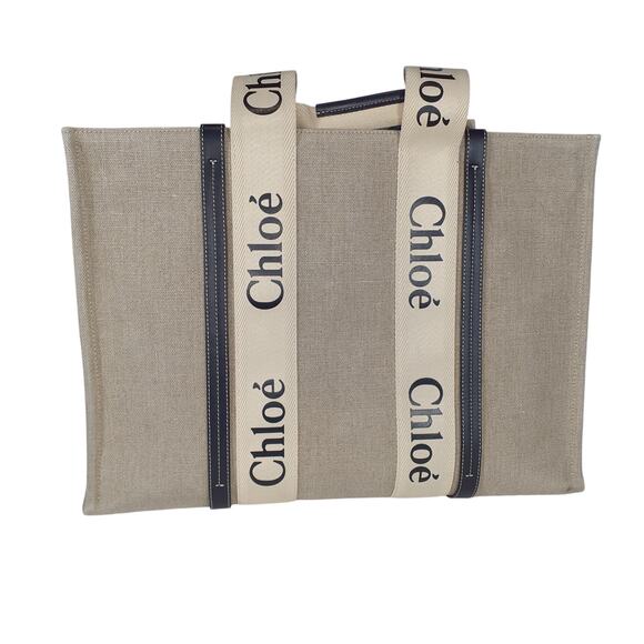 Chloe Large White And Blue Woody Tote Bag - Picture 2 of 5